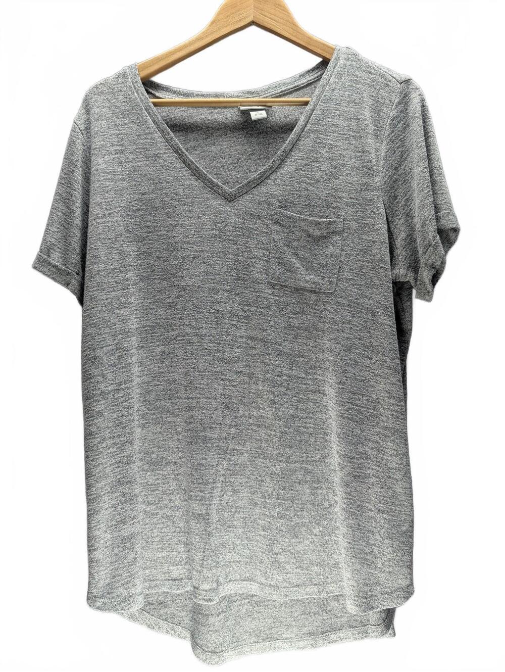 AVA & VIV Heather Gray V-Neck Short Sleeve T-Shirt, Size X